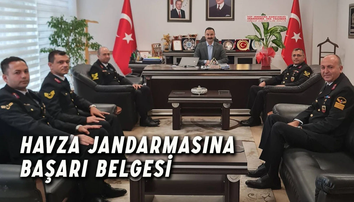 Havza Jandarmasına Başarı Belgesi