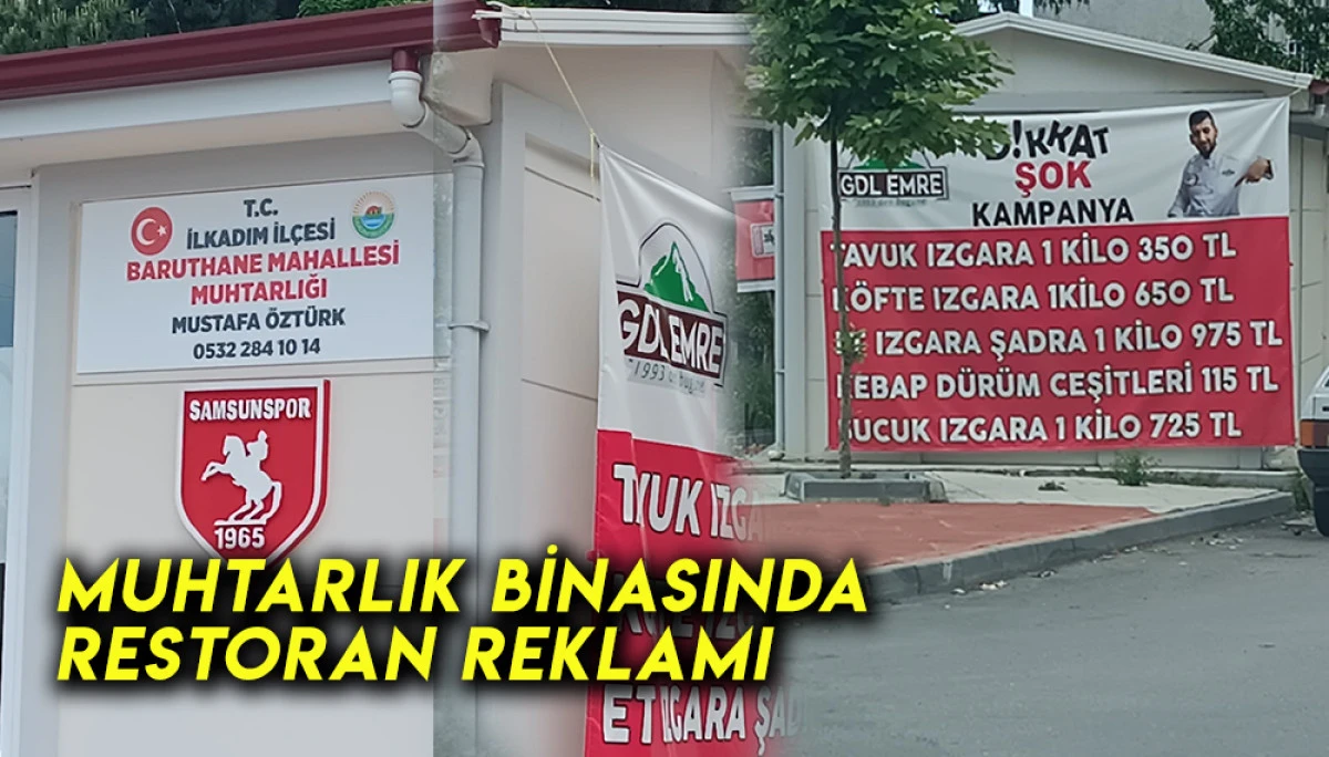 Muhtarlık Binasında Restoran Reklamı