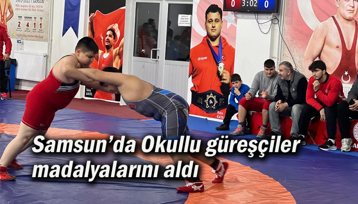 Samsun&rsquo;da Okullu g&uuml;reş&ccedil;iler madalyalarını aldı